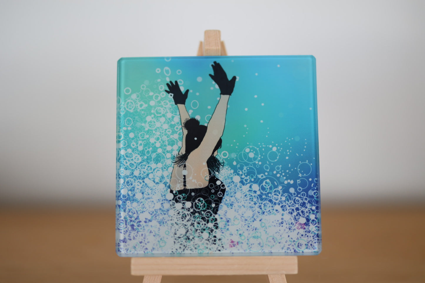 "Happiness Comes in Waves" – Glass Coaster