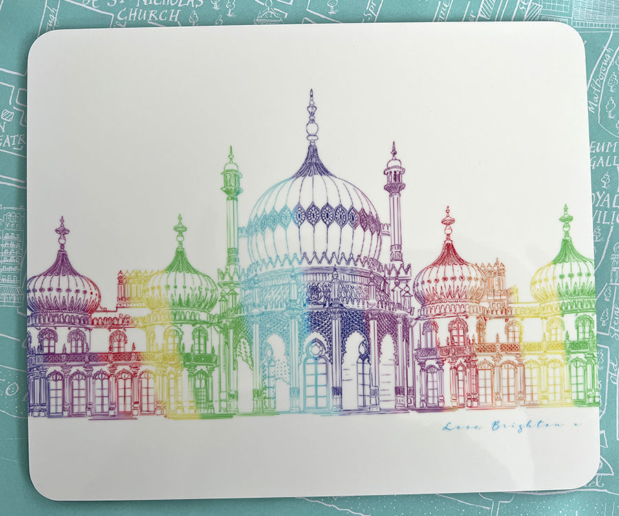 Brighton Pavilion colourful rainbow design celebrating Brighton printed on to a placemat 