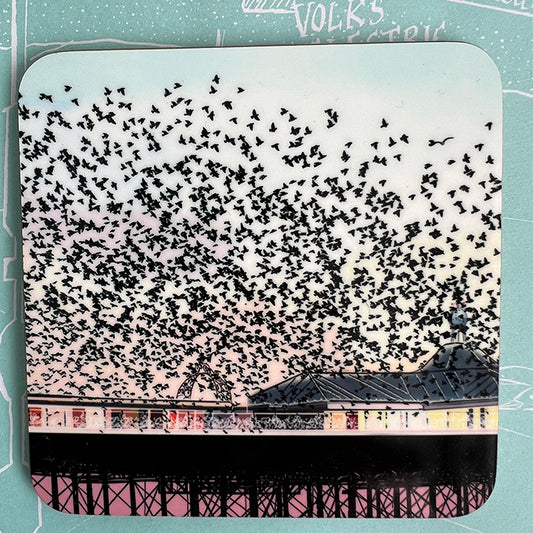 Brighton Pier murmuration starlings design coaster