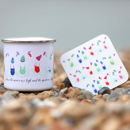 'Where the spirits are higher...' Enamel Mug & Coaster set