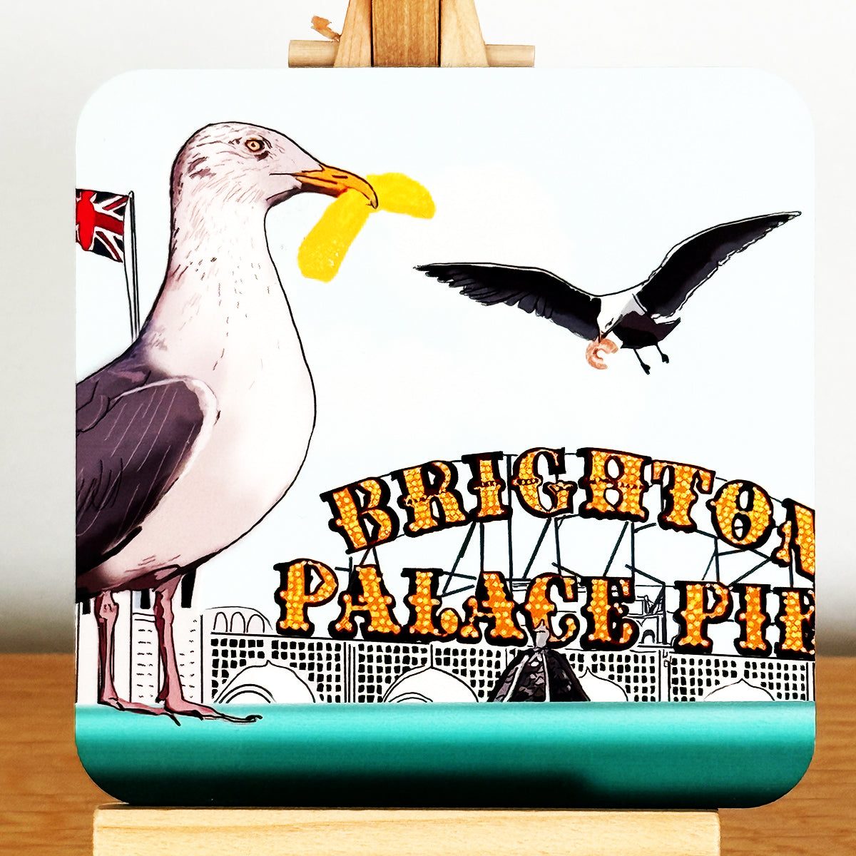 Seagulls of Brighton  Cork Backed Coaster
