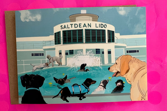 The Great Saltdean Bark Off!  Saltdean Lido Greeting Card