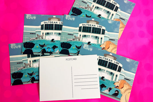 postcards saltdean lido swimming fun dog swims 