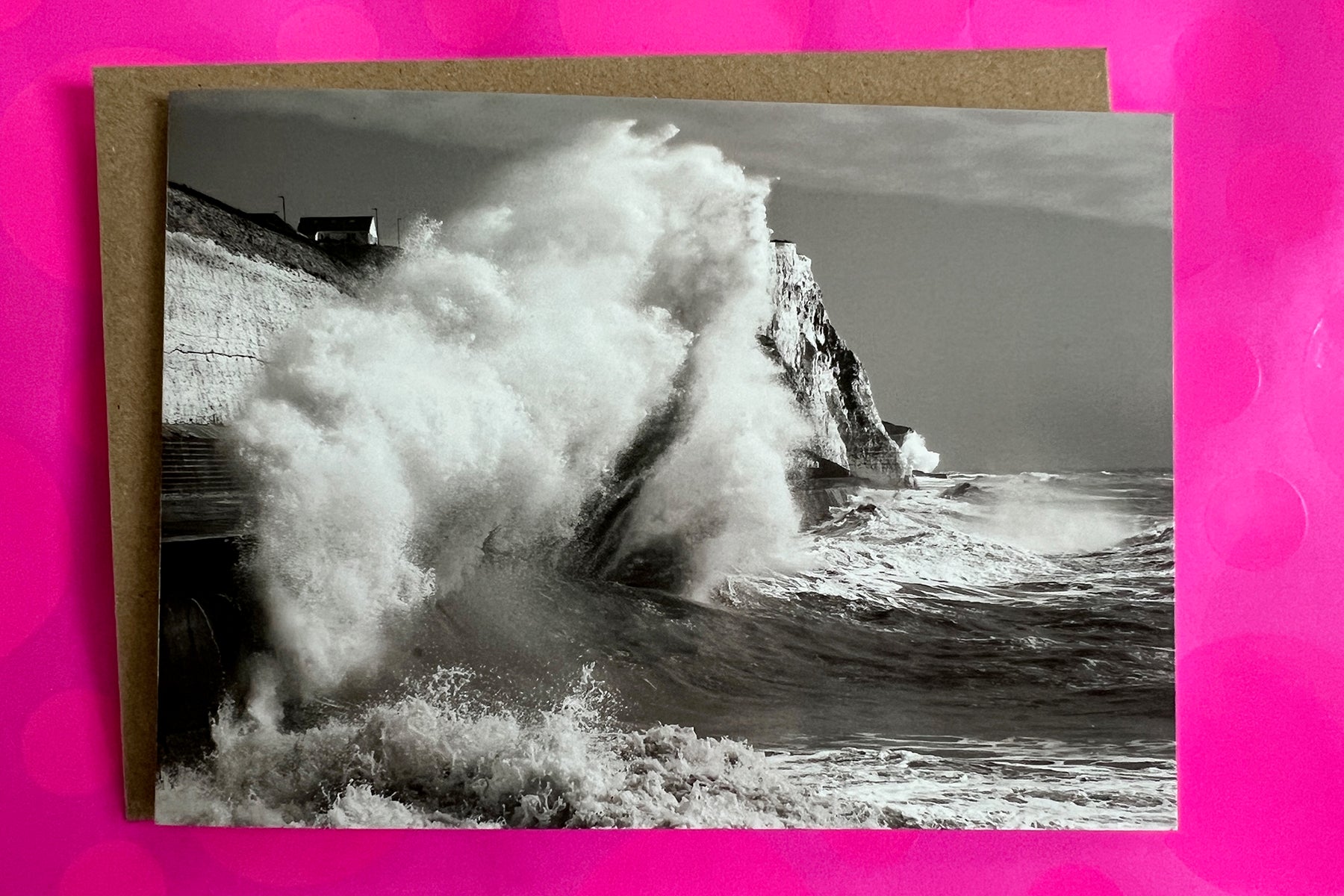 big wave photograph high seas wave crashing greeting card saltdean promenade 