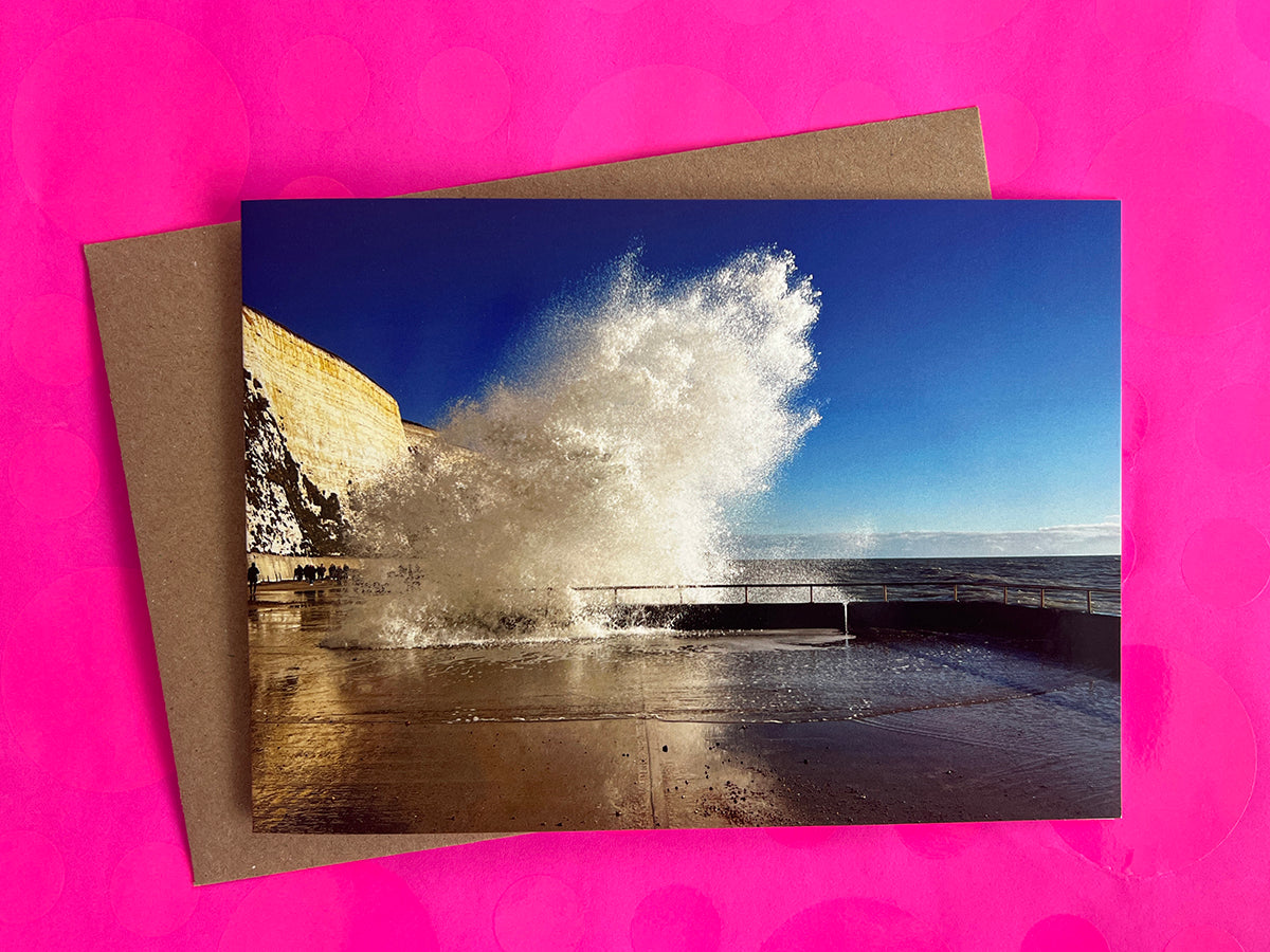 Crashing Waves Saltdean Promenade Greeting Card