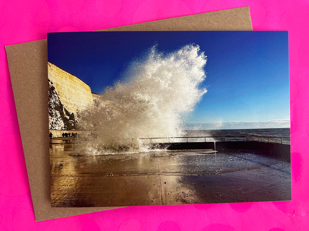 Crashing Waves Saltdean Promenade Greeting Card