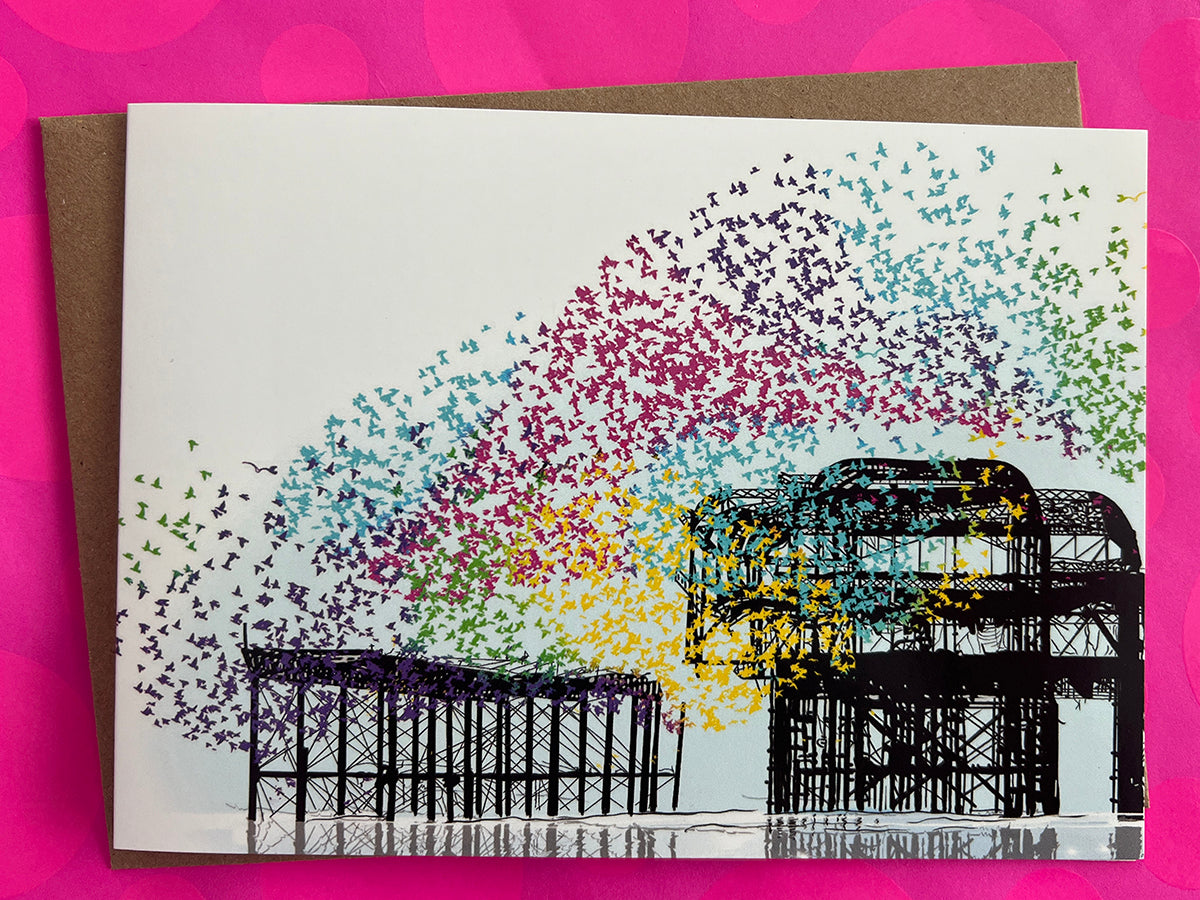 Rainbow Starlings, West Pier Brighton  Greeting Card