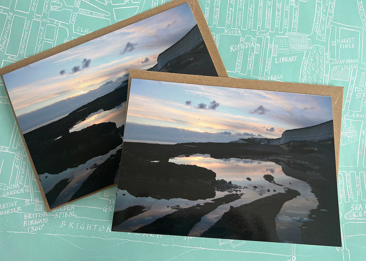 Low tide & rock pools, Saltdean Greeting Card