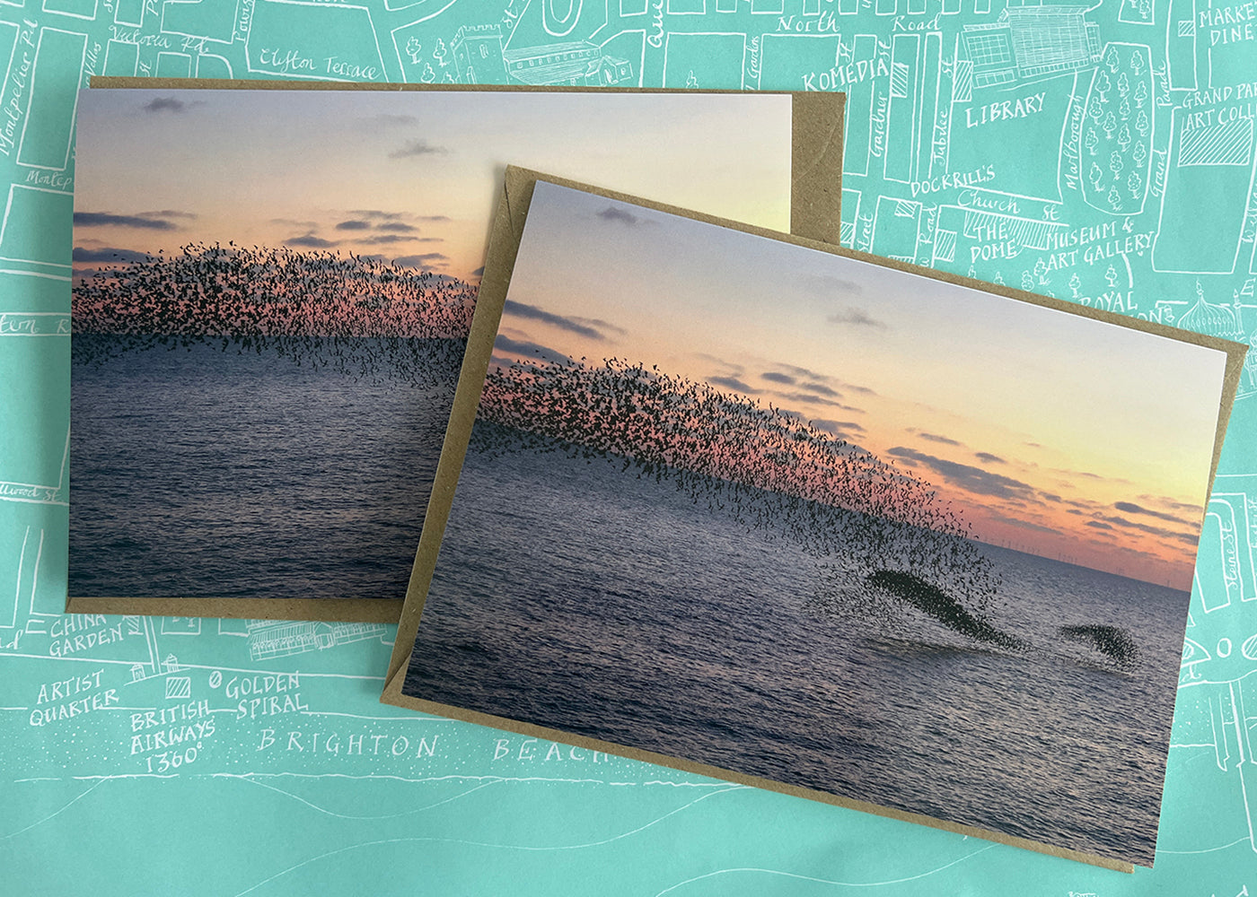 Starlings & 'Dolphin' shapes! Greeting Card