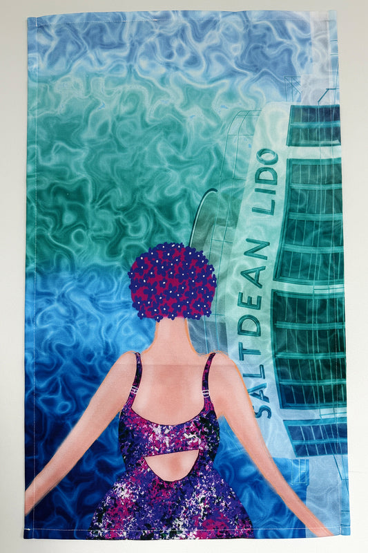 100% Cotton Tea Towel - Saltdean Lido Lady