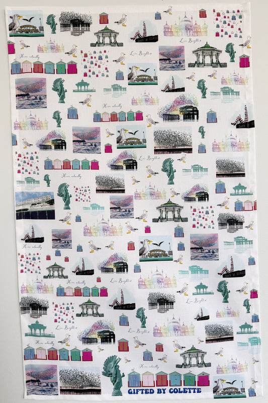 100% Cotton Tea Towel - Brighton Icons