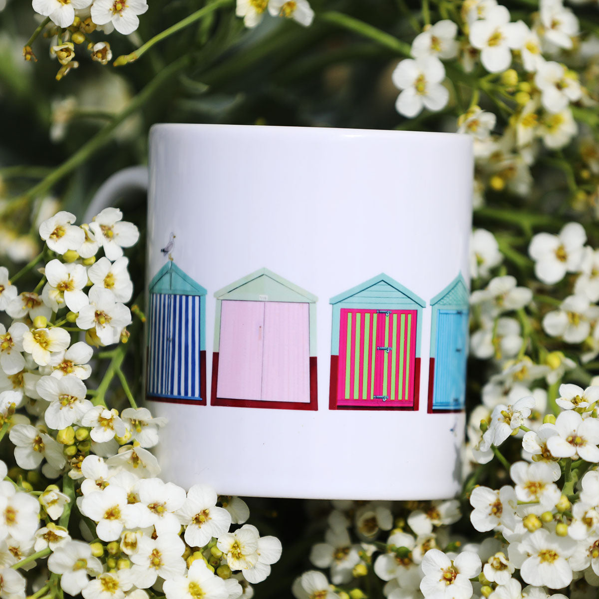 Brighton and Hove beach inspired design on a ceramic mug