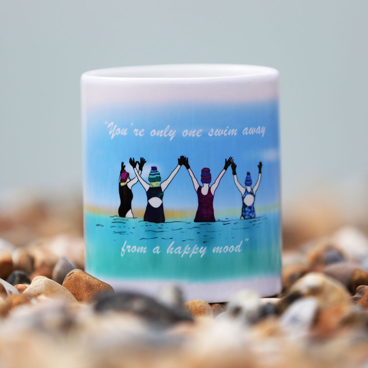 cold water swimming in the sea design mug